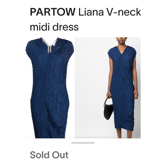 Partow Liana Micropleat Midi Dress In  Dusk Blue‎ Womens Sz 2 NWT - Picture 4 of 16
